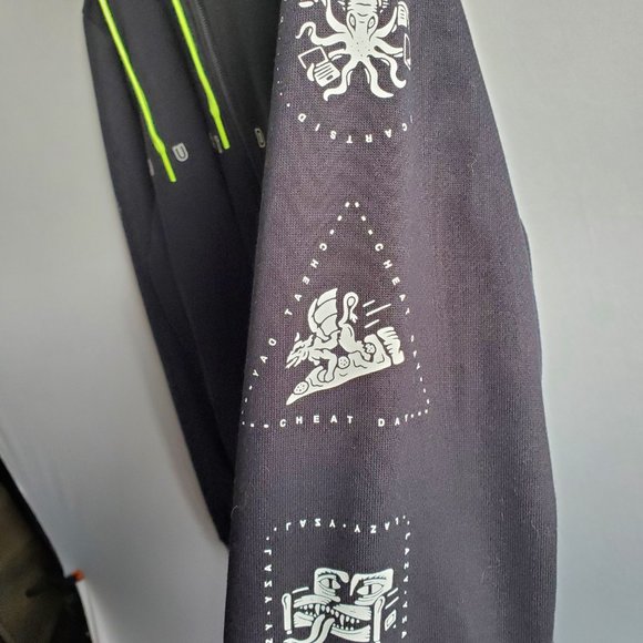 Men's Nike training Villians full Zip Dri-Fit Hoodie. Medium. Black/white/volt. - Picture 7 of 8